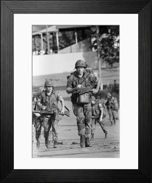 Framed Print : Marines Marching on Street Patrol Framed Print : Marines Marching on Street Patrol