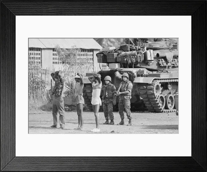 Framed Print : US Soldiers with Prisoners in Grenada Framed Print : US Soldiers with Prisoners in Grenada