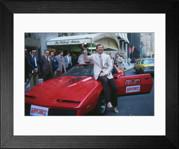 Framed Print : Baseball Favorite Rick Dempsey Posing on Red Sports Car Framed Print : Baseball Favorite Rick Dempsey Posing on Red Sports Car