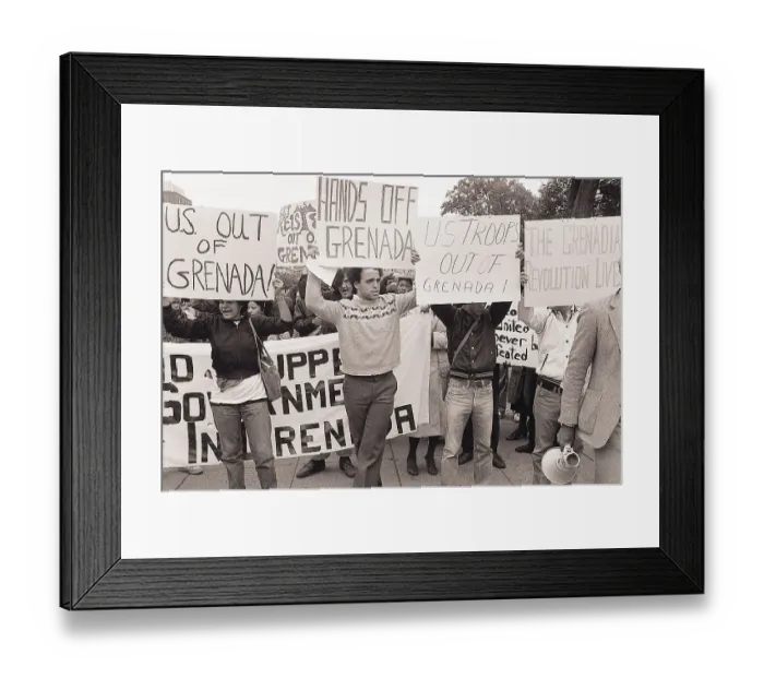 Framed Print : Group Protesting Grenada Invasion