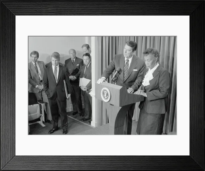 Framed Print : President Reagan Speaking at News Conference Framed Print : President Reagan Speaking at News Conference