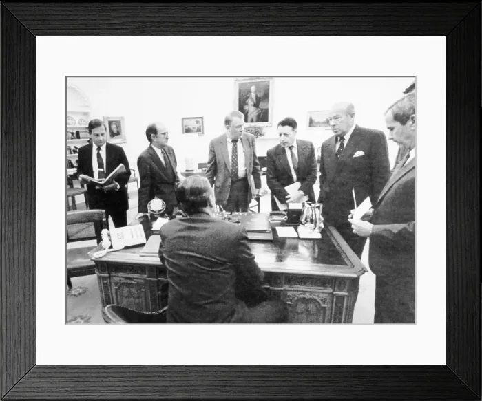 Framed Print : Ronald Reagan and Staff in His Office Framed Print : Ronald Reagan and Staff in His Office