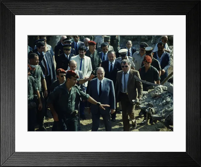 Framed Print : President Francois Mitterrand Visits Troops Framed Print : President Francois Mitterrand Visits Troops