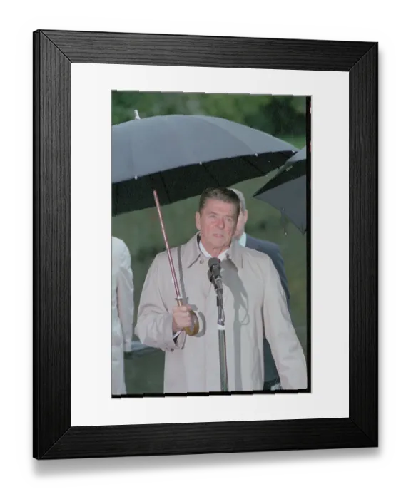Framed Print : President Reagan Holding an Umbrella Framed Print : President Reagan Holding an Umbrella