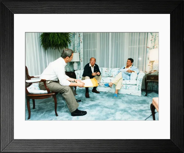 Framed Print : Ronald Reagan Being Briefed on Situation Framed Print : Ronald Reagan Being Briefed on Situation