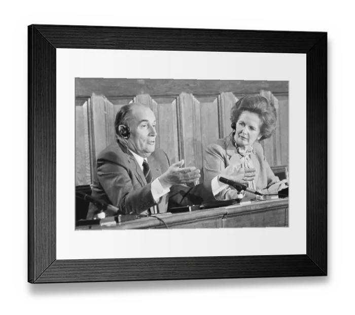 Framed Print : Francois Mitterrand and Margaret Thatcher at Press Conference Framed Print : Francois Mitterrand and Margaret Thatcher at Press Conference