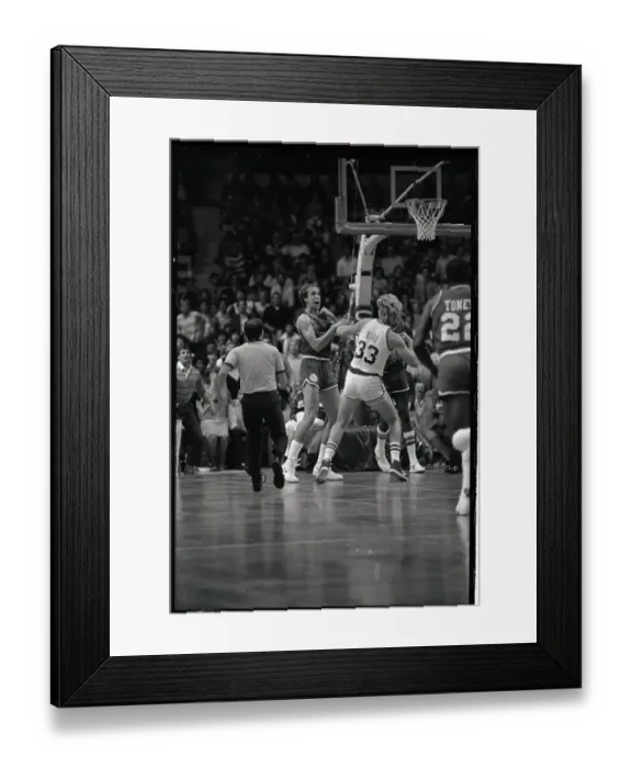 Framed Print : Larry Bird Brawling With Opposing Player