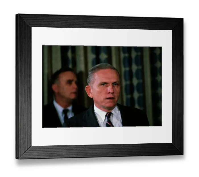 Framed Print : FrankBorman Speaking at Press Conference Framed Print : FrankBorman Speaking at Press Conference