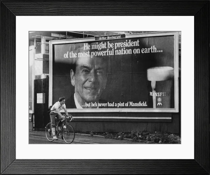 Framed Print : Billboard. (Original Caption). Derby, England Framed Print : Billboard. (Original Caption). Derby, England