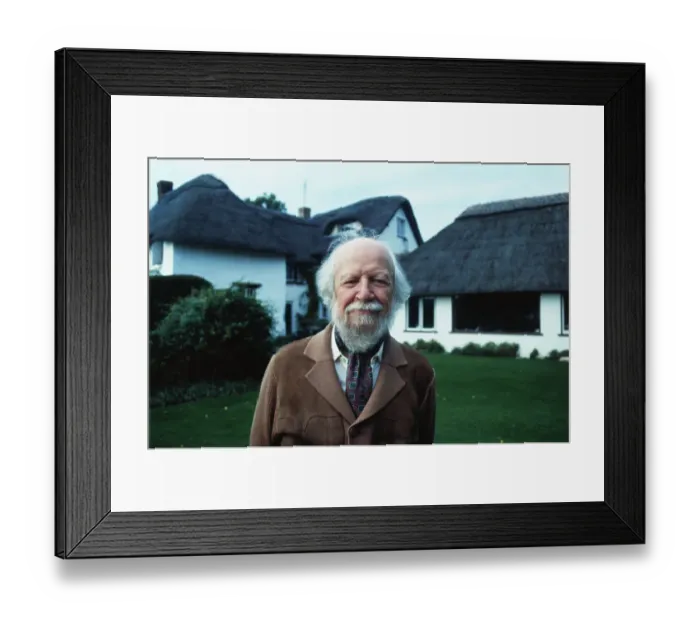 Framed Print : Author William Golding Posing in Front of His Home Framed Print : Author William Golding Posing in Front of His Home
