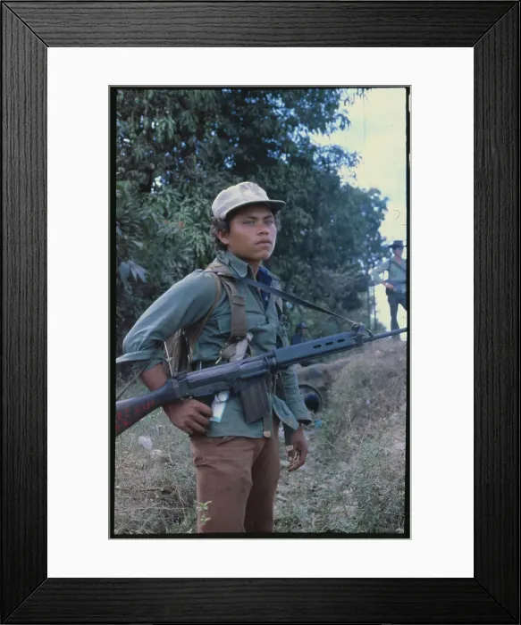 Framed Print : El Salvadoran Youth with Rifle Framed Print : El Salvadoran Youth with Rifle