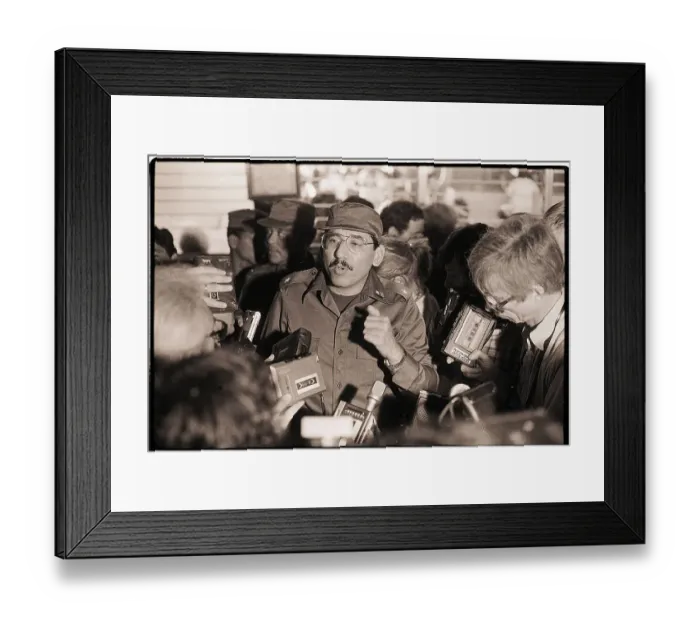 Framed Print : Humberto Ortega Speaks to Press Framed Print : Humberto Ortega Speaks to Press