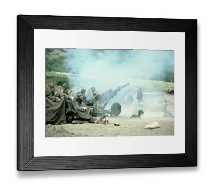 Framed Print : Soldiers Fire Cannons During Invasion Framed Print : Soldiers Fire Cannons During Invasion
