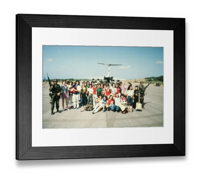 Framed Print : Students Pose With Combat Soldiers Framed Print : Students Pose With Combat Soldiers