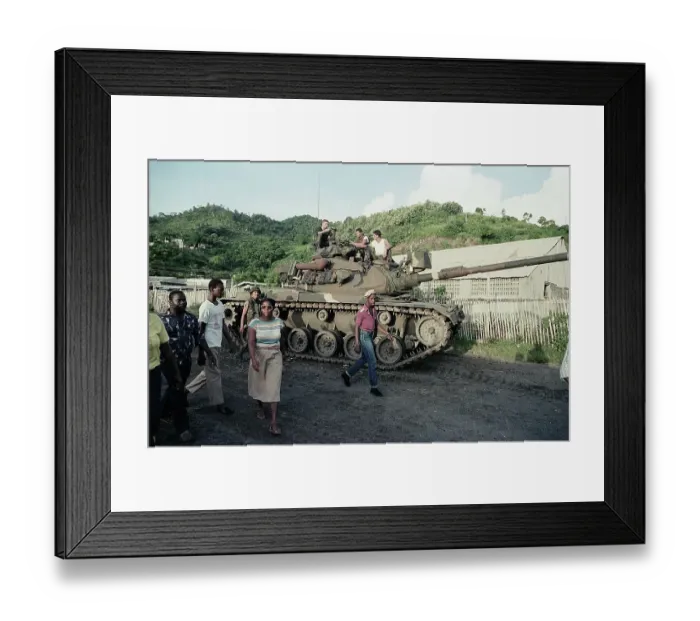 Framed Print : Soldiers Seated on Tank Framed Print : Soldiers Seated on Tank