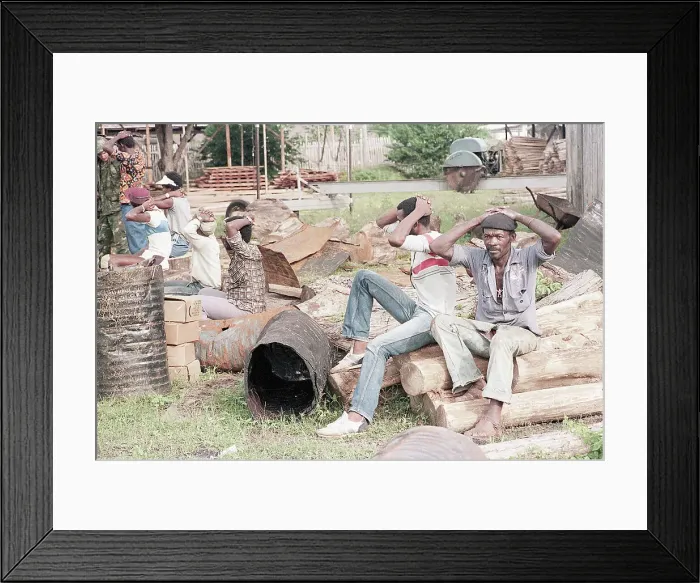 Framed Print : Grenadians Under Arrest with Hands on Head Framed Print : Grenadians Under Arrest with Hands on Head