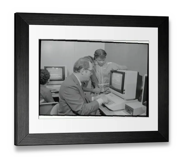 Framed Print : Governor Dick Thornburgh Working on Computer with Tutoress Framed Print : Governor Dick Thornburgh Working on Computer with Tutoress