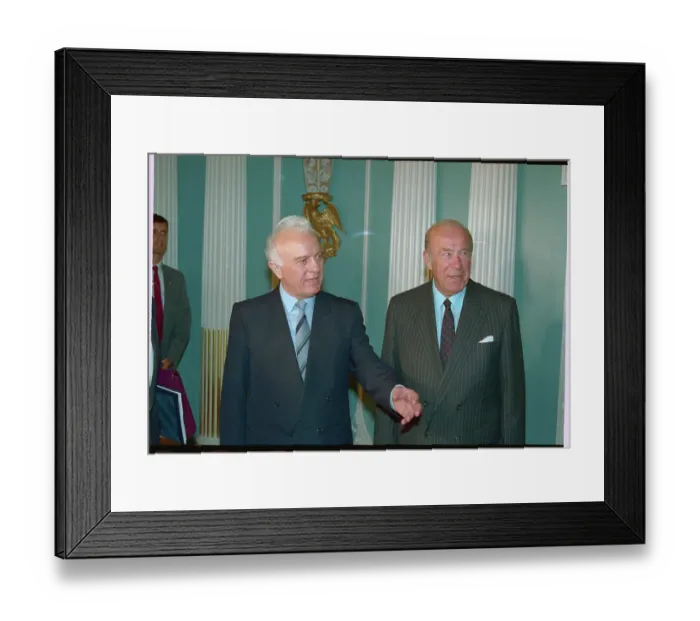 Framed Print : George Schultz and Eduard Shevardnadze Speaking to Press Framed Print : George Schultz and Eduard Shevardnadze Speaking to Press