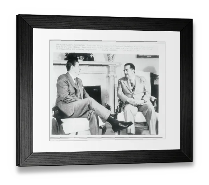 Framed Print : Ronald Reagan and Roberto Cordova Framed Print : Ronald Reagan and Roberto Cordova