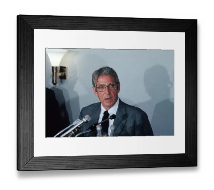 Framed Print : Cubs President Jim Finks Speaking at Microphones Framed Print : Cubs President Jim Finks Speaking at Microphones