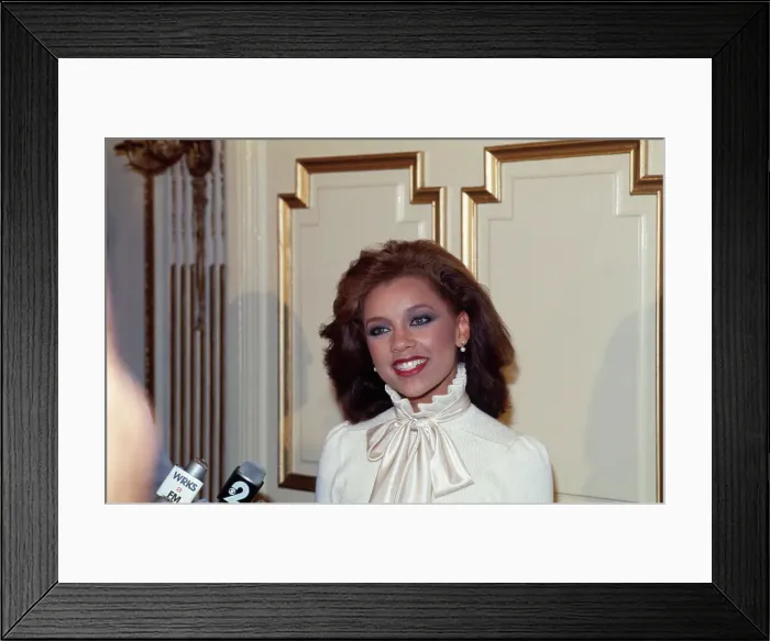 Framed Print : Vanessa Williams as Miss America at Microphones Framed Print : Vanessa Williams as Miss America at Microphones