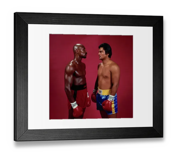 Framed Print : Boxers Marvin Hagler and Roberto Duran Posing Together Framed Print : Boxers Marvin Hagler and Roberto Duran Posing Together