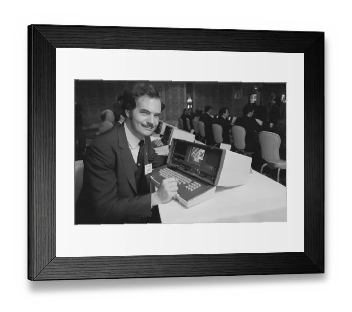 Framed Print : Man with Personal Computer Framed Print : Man with Personal Computer