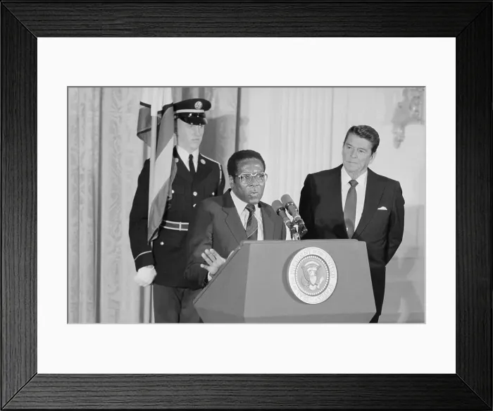 Framed Print : Robert Mugabe Delivering a Speech