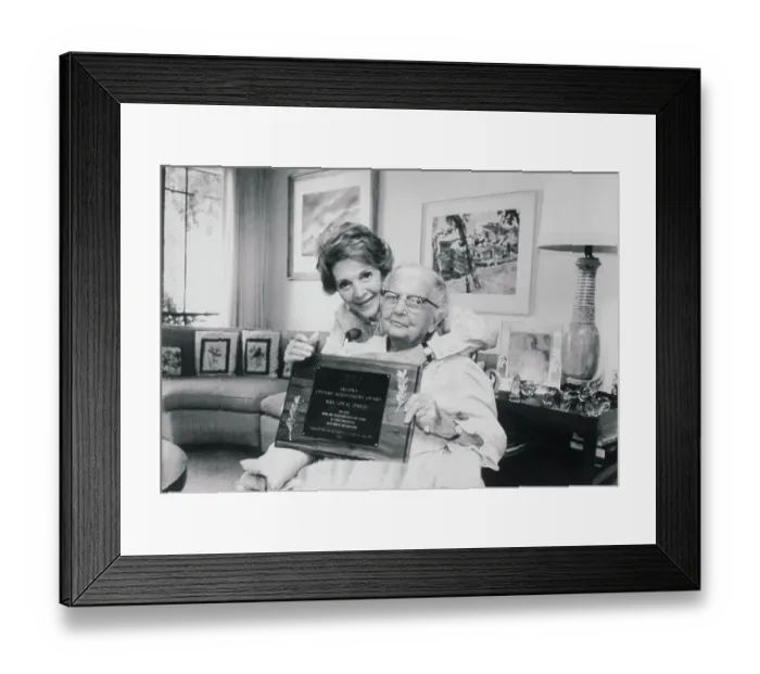 Framed Print : Nancy Reagan and Edith Davis Posing with Award Framed Print : Nancy Reagan and Edith Davis Posing with Award