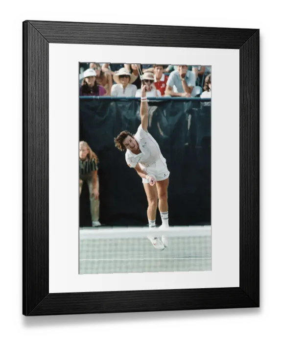 Framed Print : Player Jimmy Connors Raises Racket Framed Print : Player Jimmy Connors Raises Racket