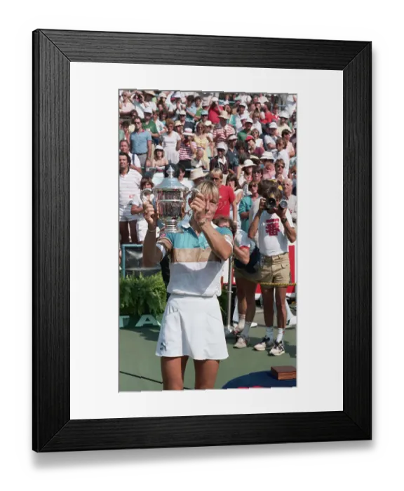 Framed Print : Martina Navratilova with Trophy After Winning Open Championship Framed Print : Martina Navratilova with Trophy After Winning Open Championship