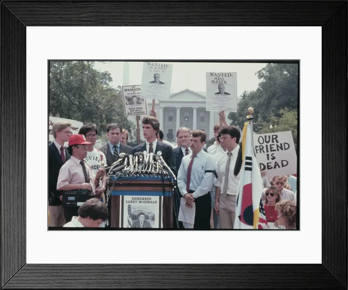 Framed Print : Man Speaking During Demonstration Framed Print : Man Speaking During Demonstration