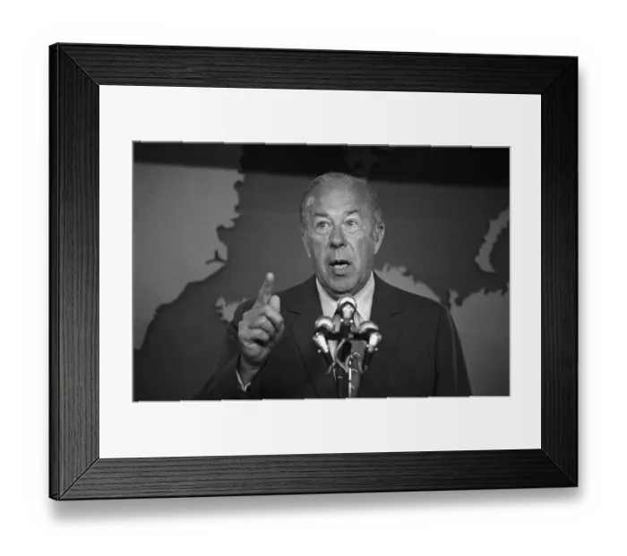 Framed Print : George Shultz Speaking at a Press Conference Framed Print : George Shultz Speaking at a Press Conference