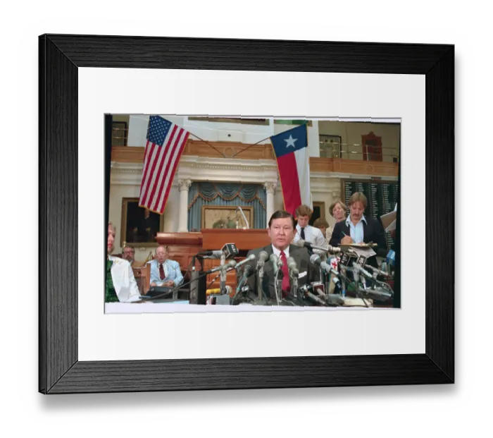 Framed Print : Senator John Tower at Microphones Framed Print : Senator John Tower at Microphones