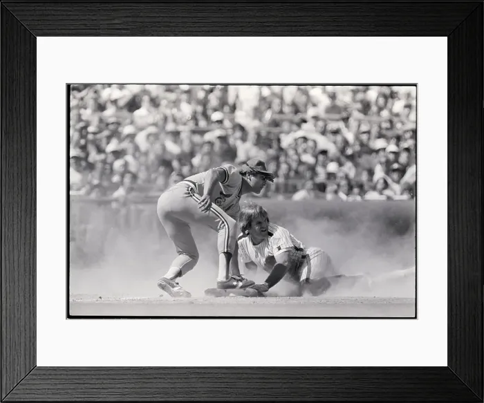 Framed Print : P. Rose Looks Up As Steals Base Framed Print : P. Rose Looks Up As Steals Base