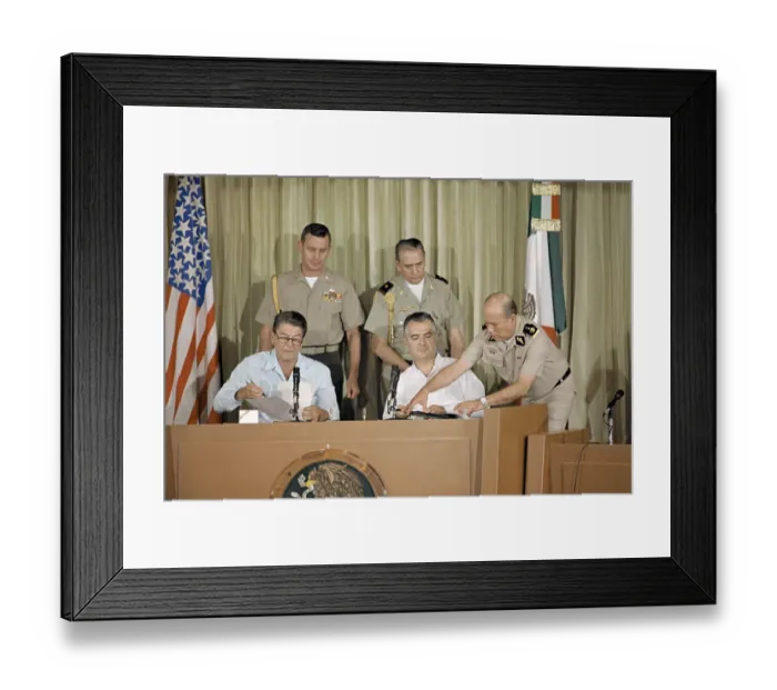 Framed Print : Ronald Reagan and Miguel De La Madrid in Meeting Framed Print : Ronald Reagan and Miguel De La Madrid in Meeting