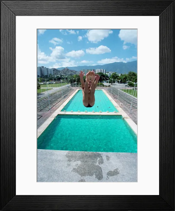 Framed Print : Carlos Giron Practicing on Diving Board Framed Print : Carlos Giron Practicing on Diving Board