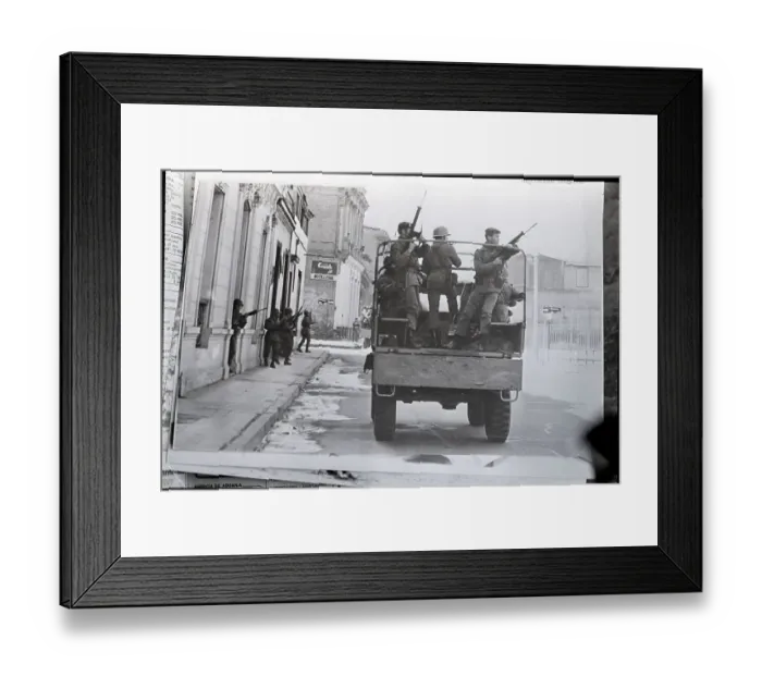 Framed Print : Soldiers Riding in Jeep
