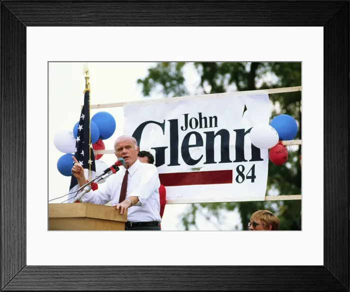 Framed Print : John Glenn at Campaign Podium Framed Print : John Glenn at Campaign Podium