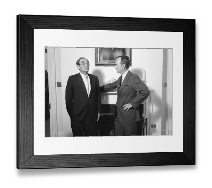Framed Print : George Bush Speaking with John Downey Framed Print : George Bush Speaking with John Downey