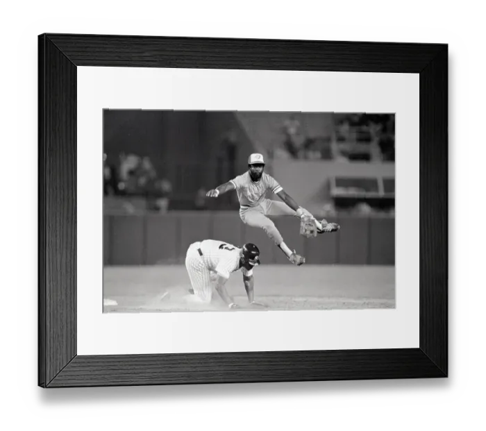 Framed Print : Don Baylor Jumps Over Ken Griffey Framed Print : Don Baylor Jumps Over Ken Griffey