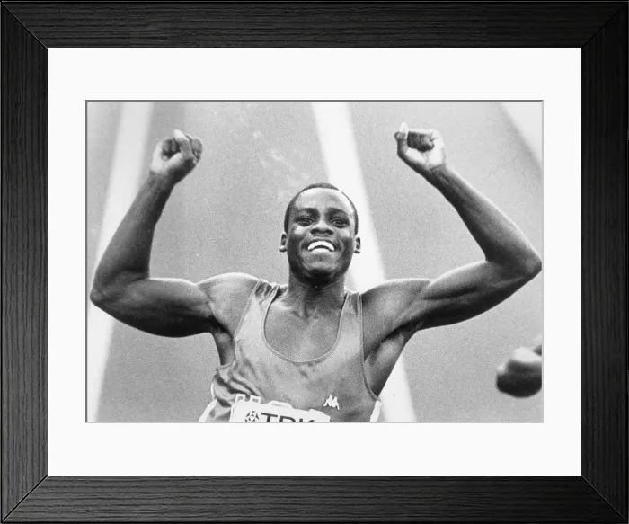 Framed Print : Carl Lewis W / Arms Raised In Celebration Framed Print : Carl Lewis W / Arms Raised In Celebration