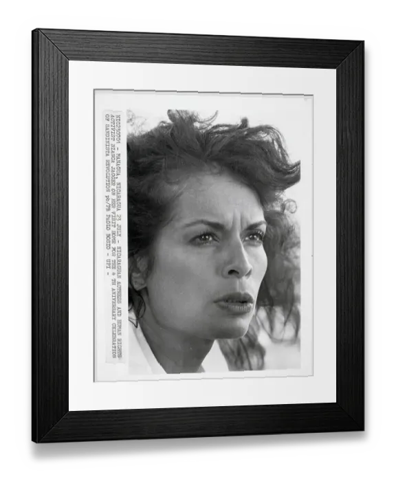 Framed Print : Bianca Jagger with Lips Pursed Framed Print : Bianca Jagger with Lips Pursed