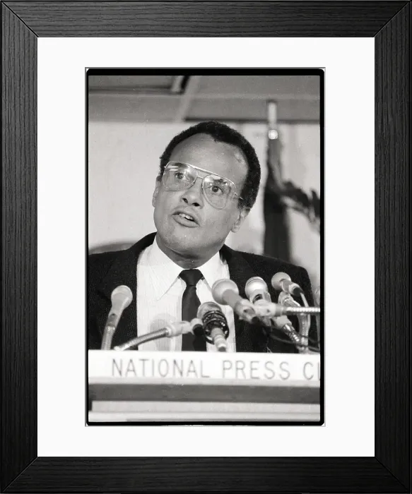 Framed Print : Harry Belafonte Speaking at Press Conference