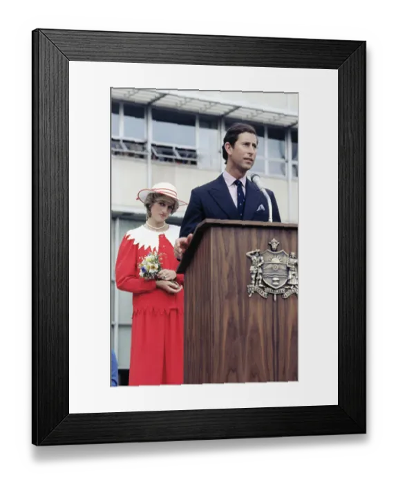 Framed Print : Princess Diana Stands Behind Prince Framed Print : Princess Diana Stands Behind Prince