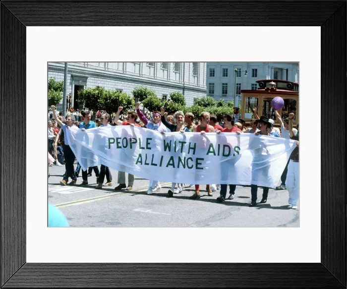Framed Print : People with Aids Alliance Marching in Parade Framed Print : People with Aids Alliance Marching in Parade