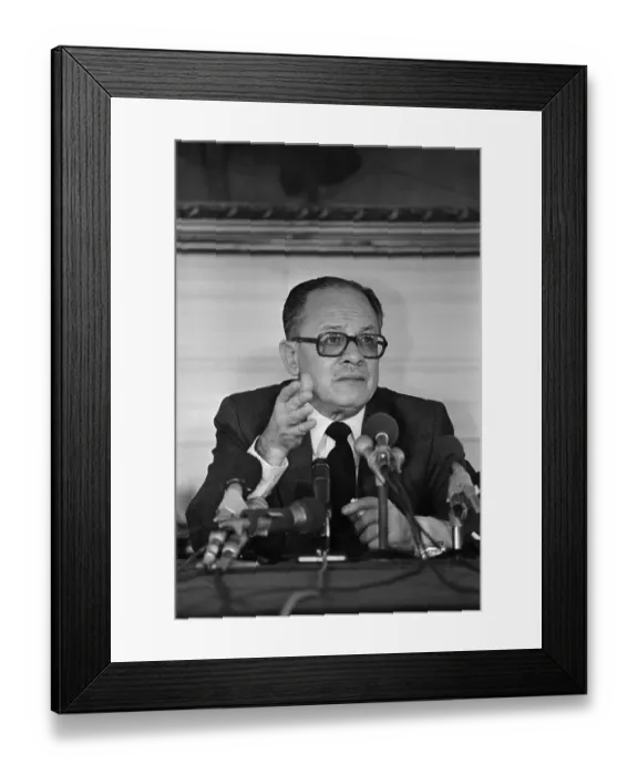 Framed Print : President Borja at Press Conference