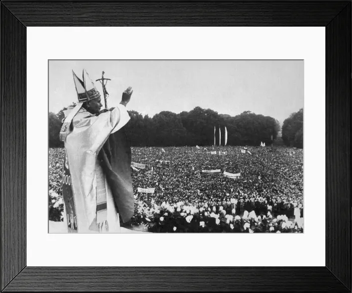 Framed Print : Pope John Paul II Blessing Crowd Framed Print : Pope John Paul II Blessing Crowd