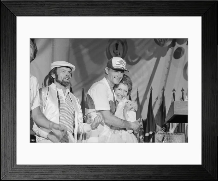 Framed Print : Mike Love and Nancy Reagan Hugging Framed Print : Mike Love and Nancy Reagan Hugging