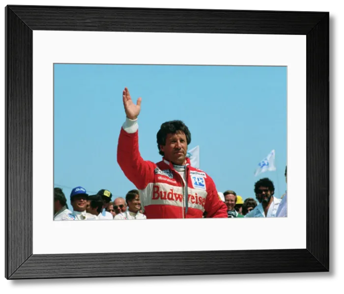 Framed Print : Mario Andretti Waving Before Race Framed Print : Mario Andretti Waving Before Race